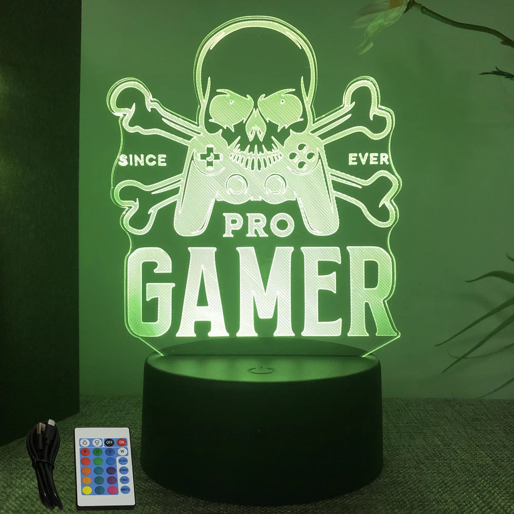Neon Gamer 3D LED Night Light for Kids - Smarsty