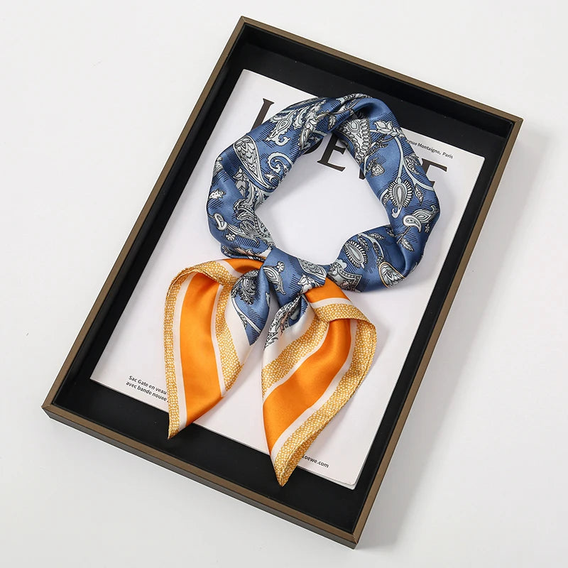 Bohemian Silk Square Scarf for Women Luxury Floral Print - Smarsty