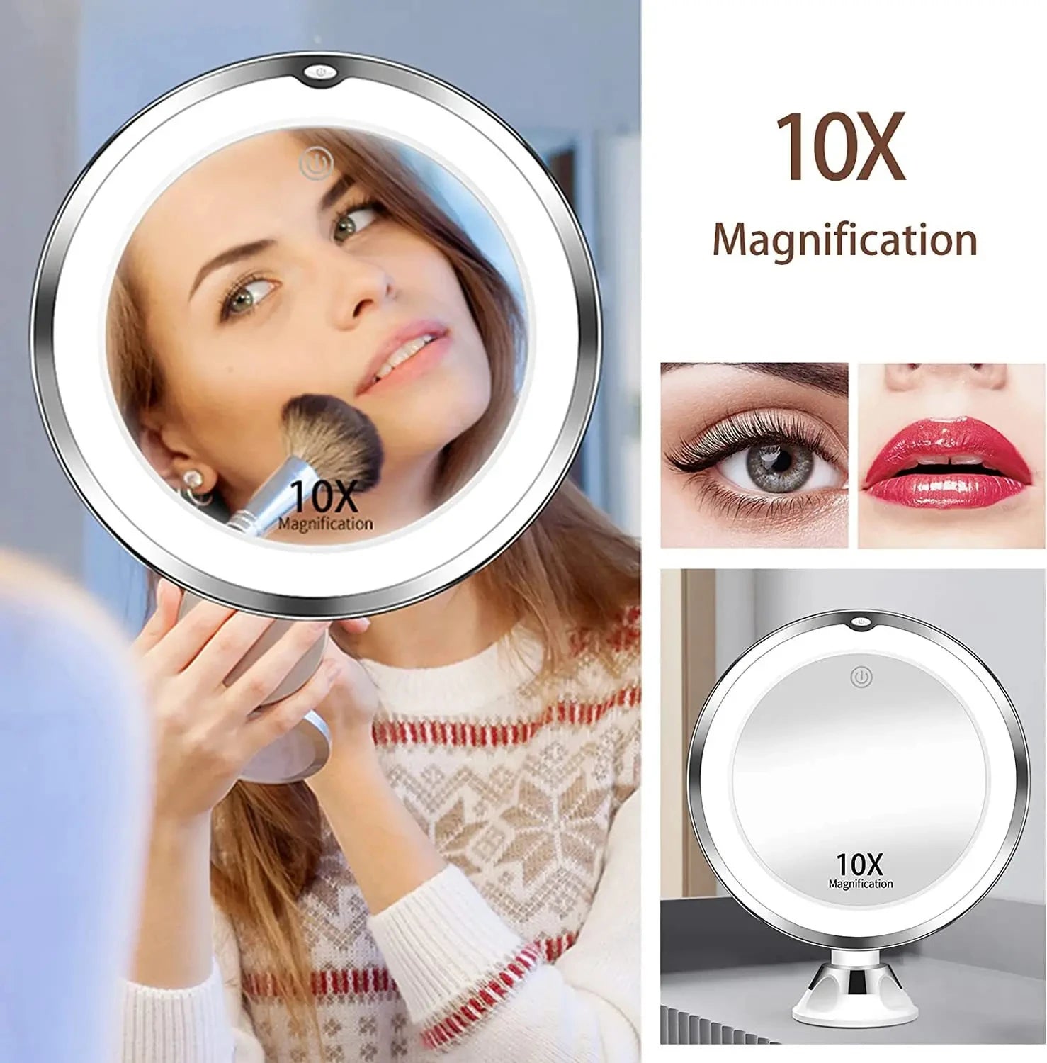 10x Magnifying Makeup Mirror with LED Lights - Smarsty