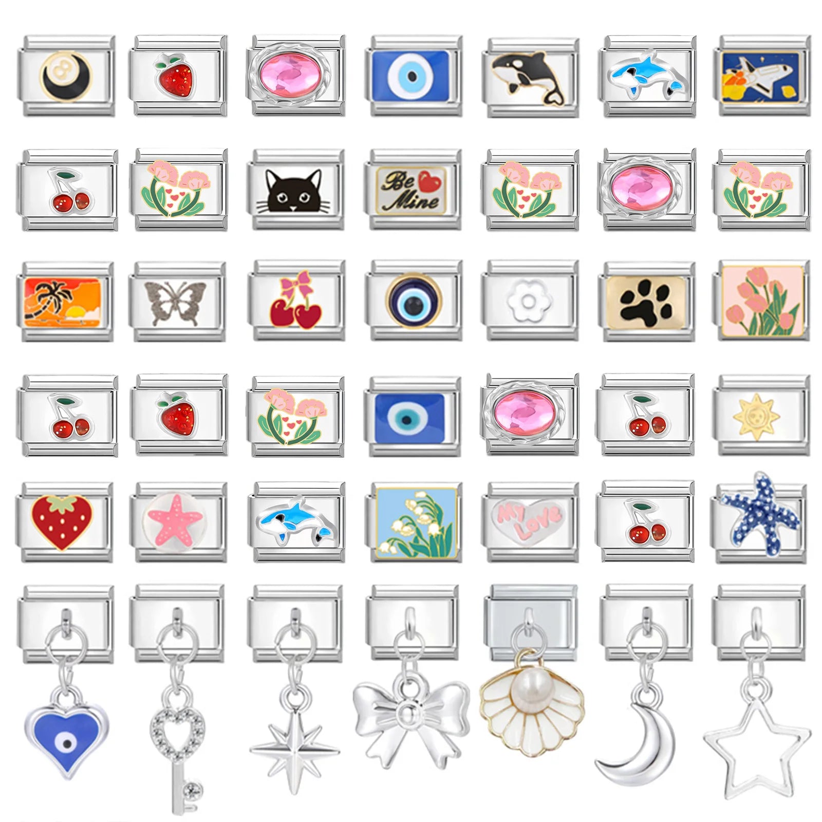 Italian Stainless Steel Charm Links For 9mm Bracelets - Smarsty