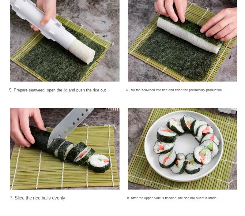 DIY Cylinder Sushi Making Machine Quick Sushi Bazooka Japanese Rolled Rice Meat Mold Rice Ball Mold Kitchen Bento Accessories