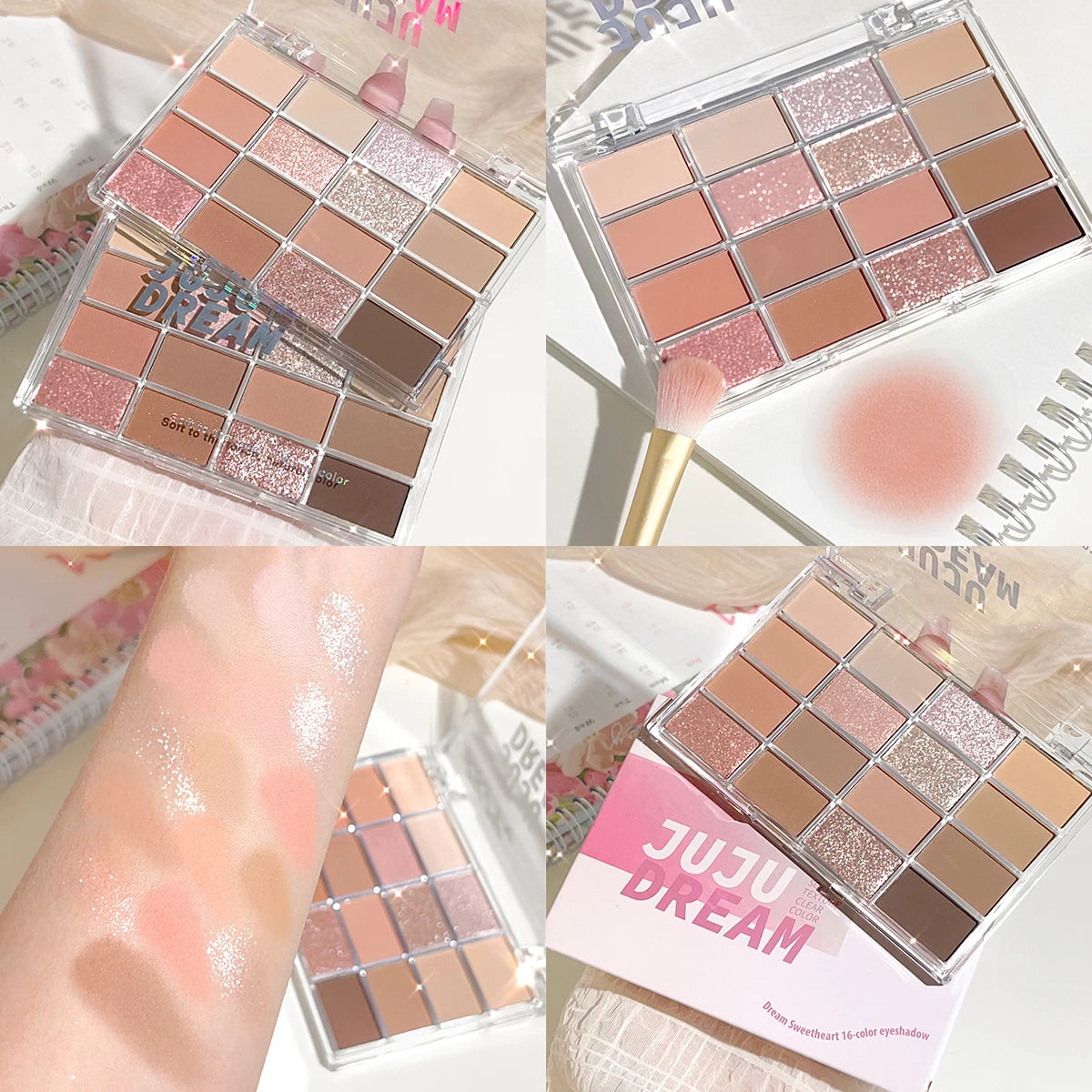 16-Color Pearlescent Matte Eyeshadow Palette for Daily Makeup - Smarsty