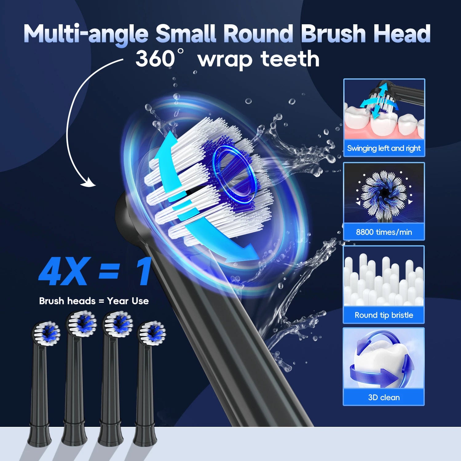 Rechargeable Sonic Electric Toothbrush with Deep Cleaning Modes - Smarsty