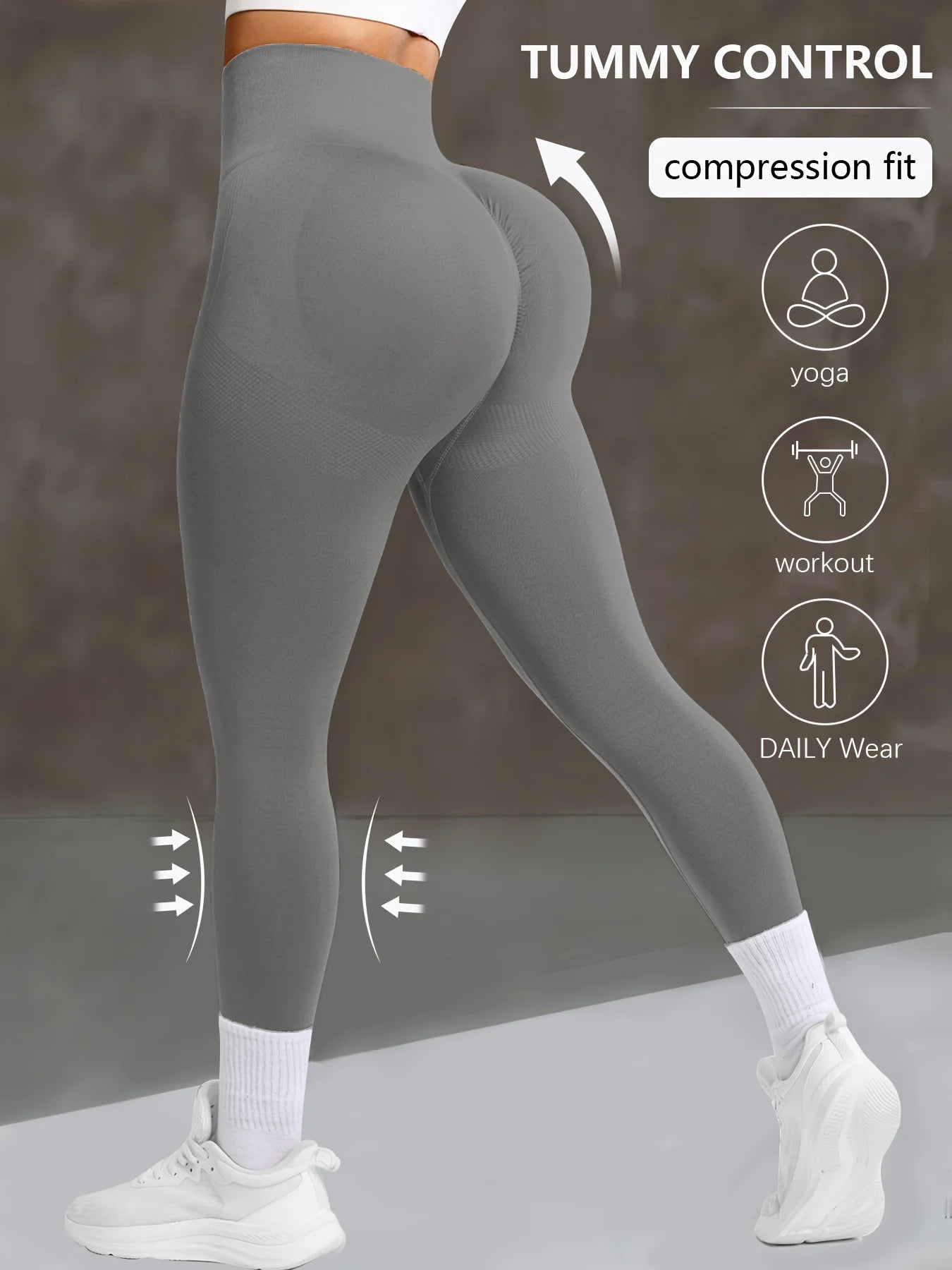 CZGUKE Women's seamless gym yoga pants high waist peach hip solid color tight fitting sports pants yoga cycling sports pants - Smarsty