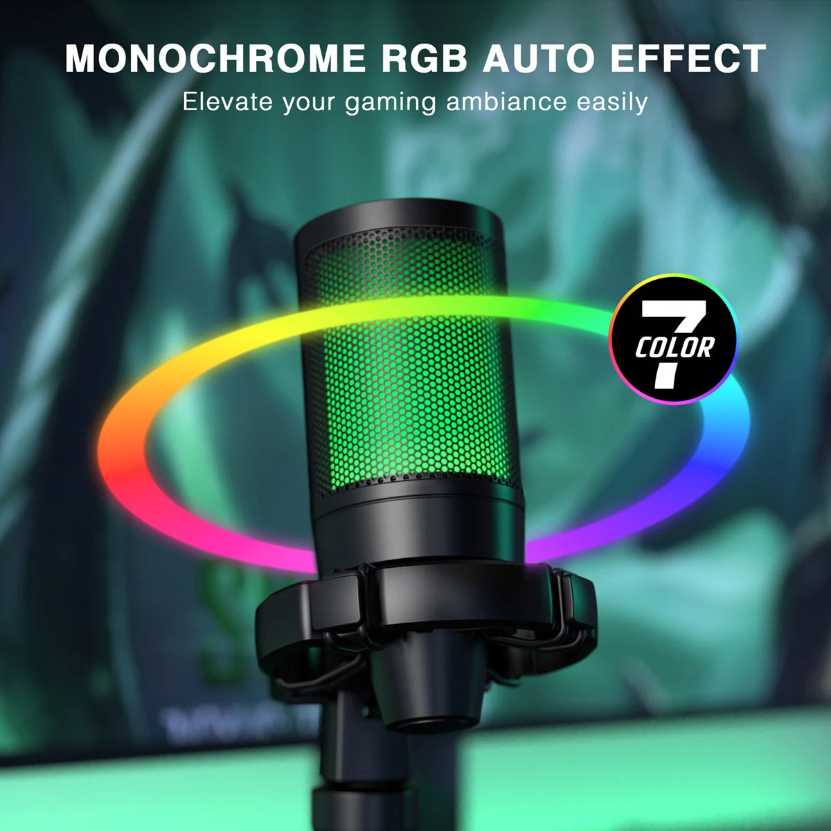 AmpliGame RGB USB Gaming Microphone with Mute Feature - Smarsty