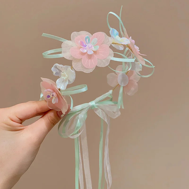 Girls Flower Ribbon Headband For Party Lightweight Soft - Smarsty