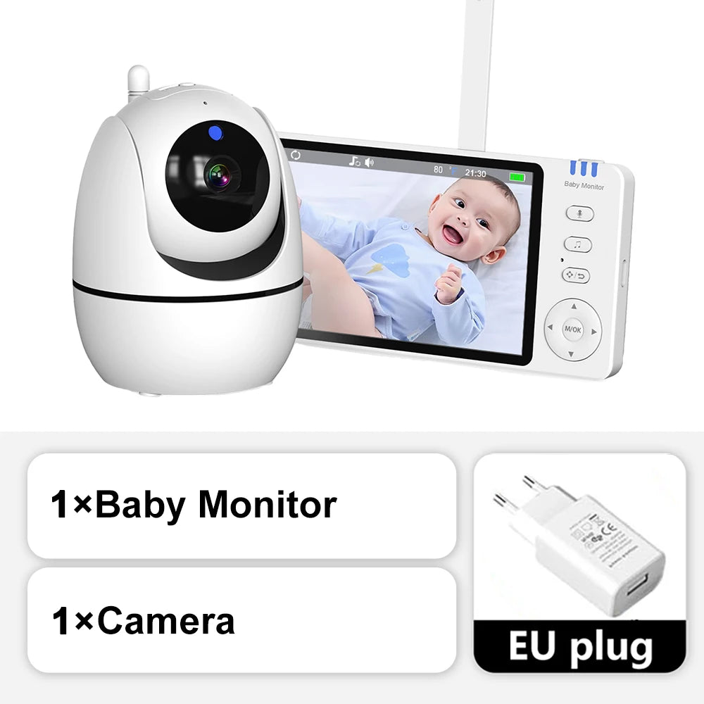 5 Inch Video Baby Monitor With Camera PTZ Zoom Babyphone Cam Security Protection Surveillance Cameras Temperature Sensor Lullaby by Smarsty