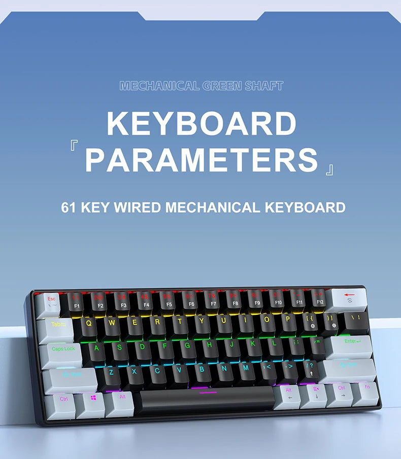 Sixty Percent Mechanical Keyboard With USB Wired Compact
