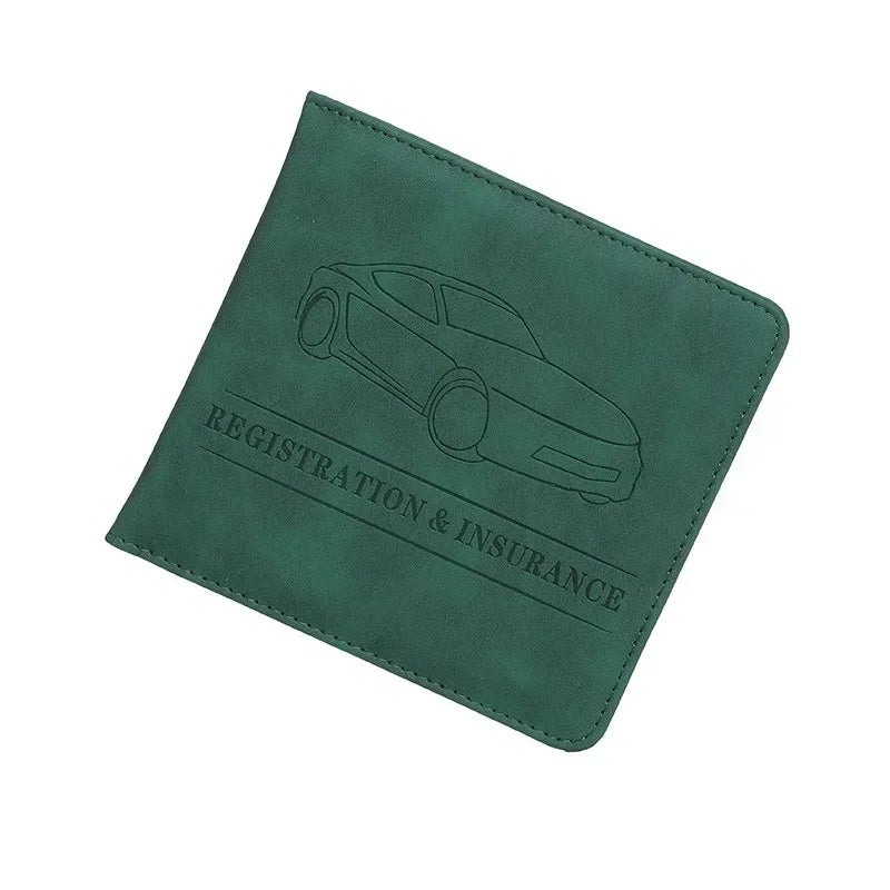 Car Registration Driver's License and Insurance Card Holder - Leather Vehicle Glove Box Automobile Documents Paperwork Organizer