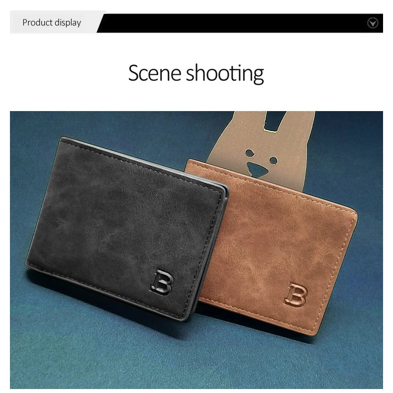 New Retro Men Leather Wallets Small Money Purses Design Dollar Price Top Men Thin Wallet With Coin Bag Zipper