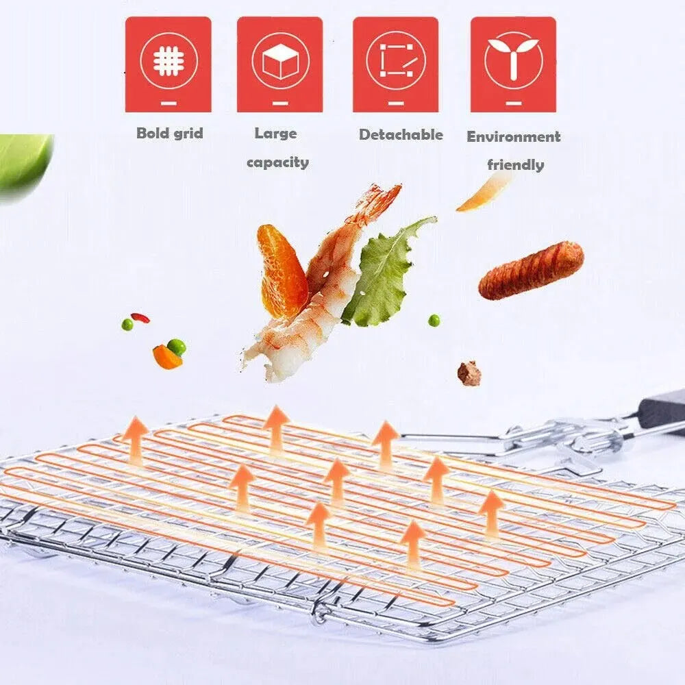 Stainless Steel Non Stick BBQ Grilling Basket for Easy Cooking - Smarsty
