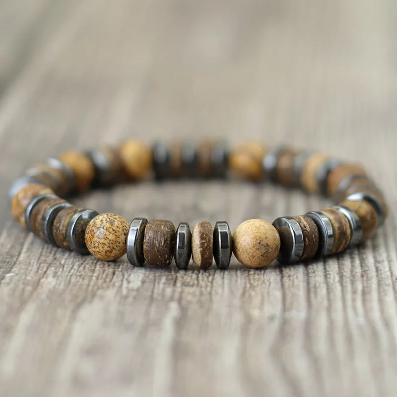 Natural Stone Beaded Bracelet for Men with Unique Design - Smarsty