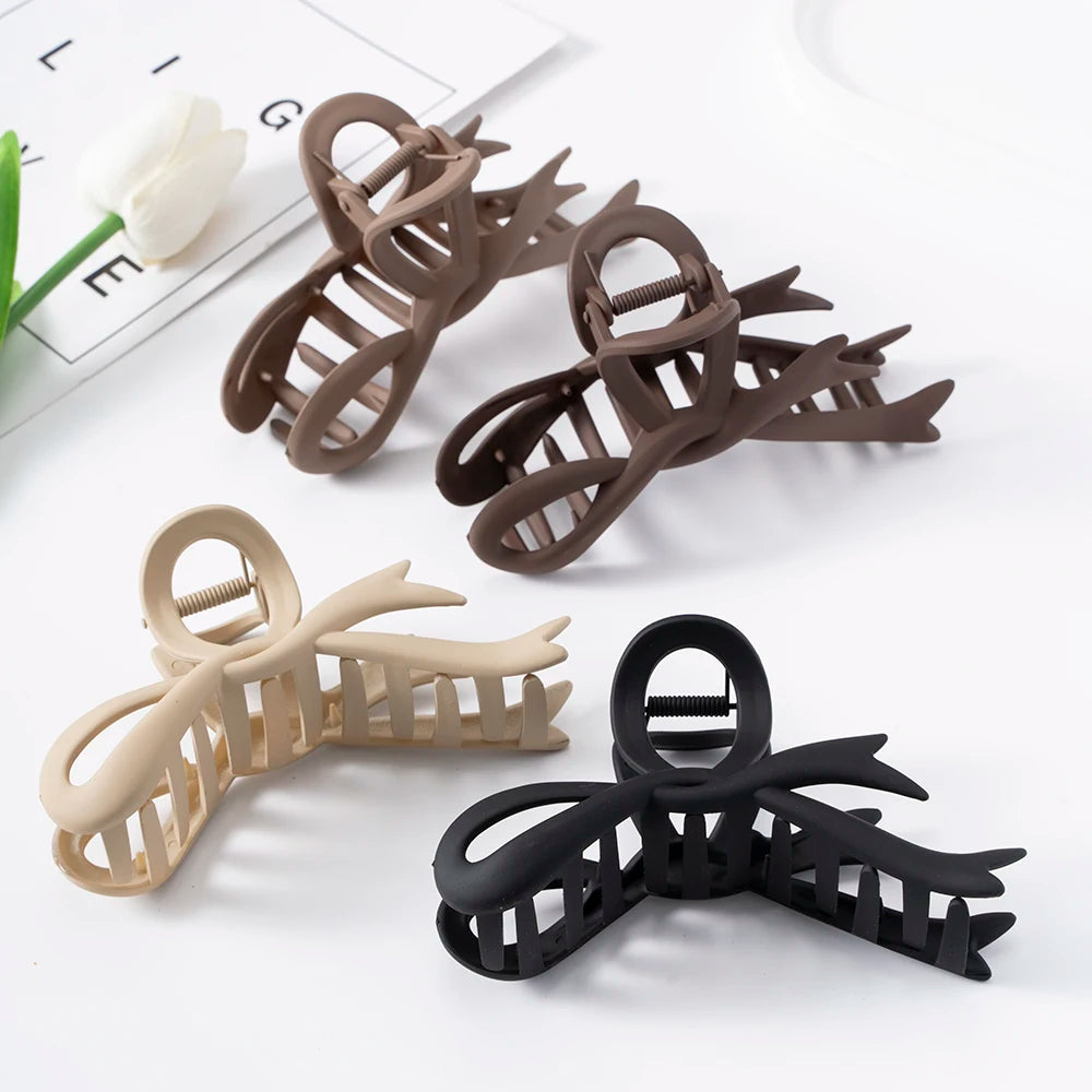 13cm Matte Ribbon Bow Hair Clips Strong Hold Vintage - Smarsty