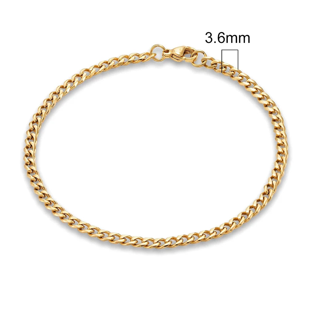 MKENDN 3-11mm Silver Stainless Steel Curb Link Bracelet - Smarsty