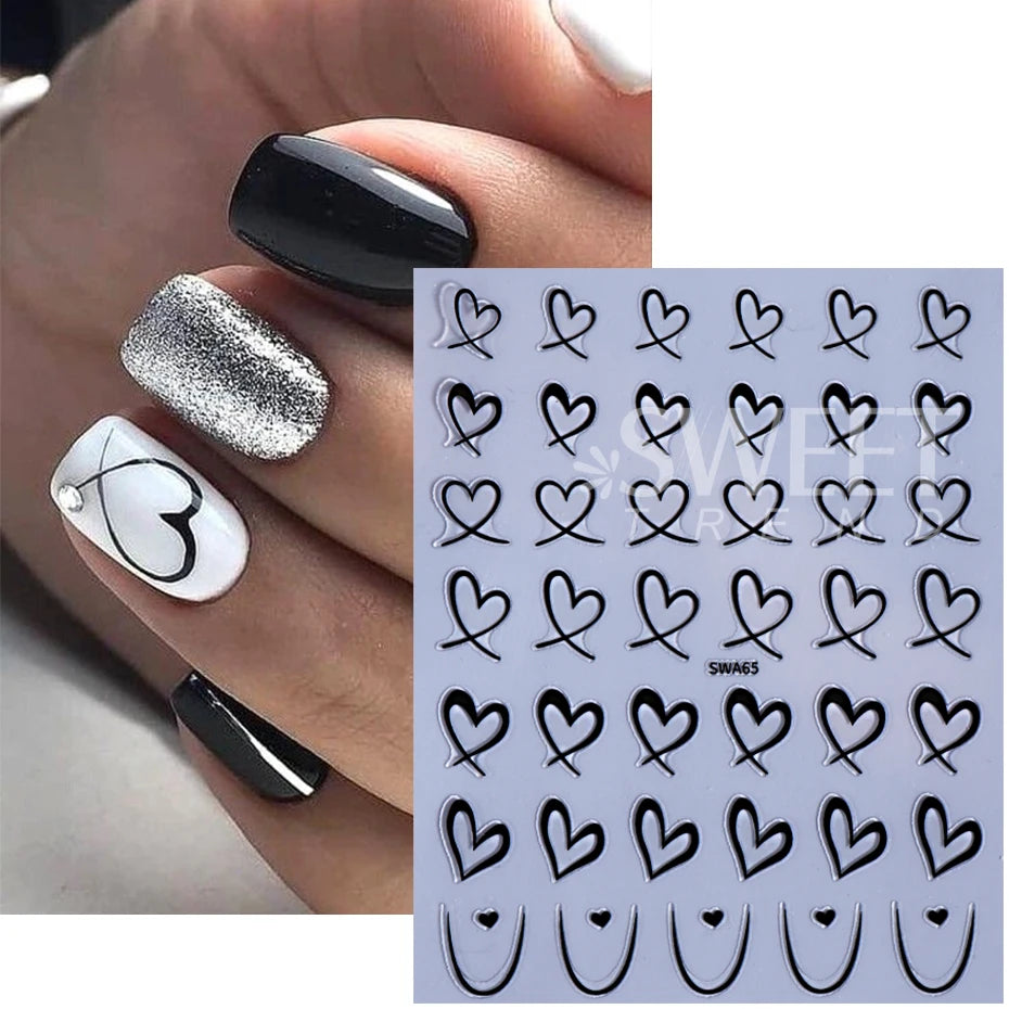 Valentine's Day Nail Art Stickers 3D Heart Designs - Smarsty