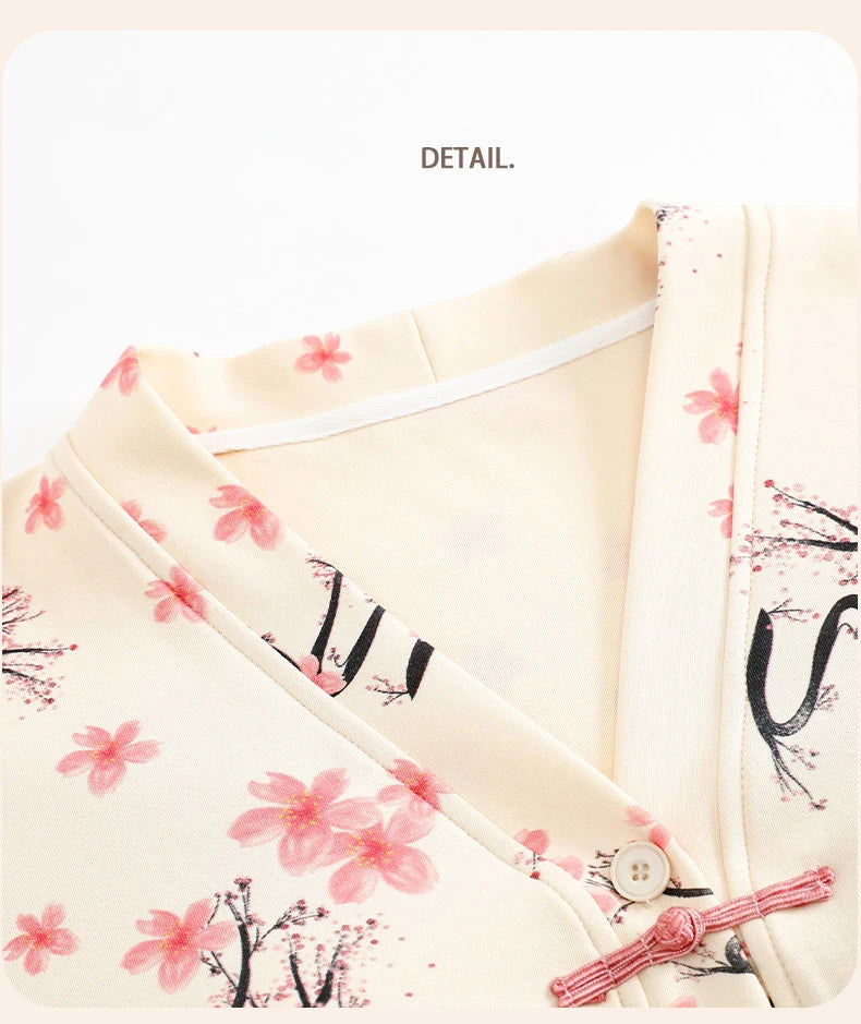 Pigma For Women Cotton Pajama Sleepwear Big Size Pajamas Nightwear Summer Women's Short Sleeved Long Pants Cardigan Pajama Set - Smarsty