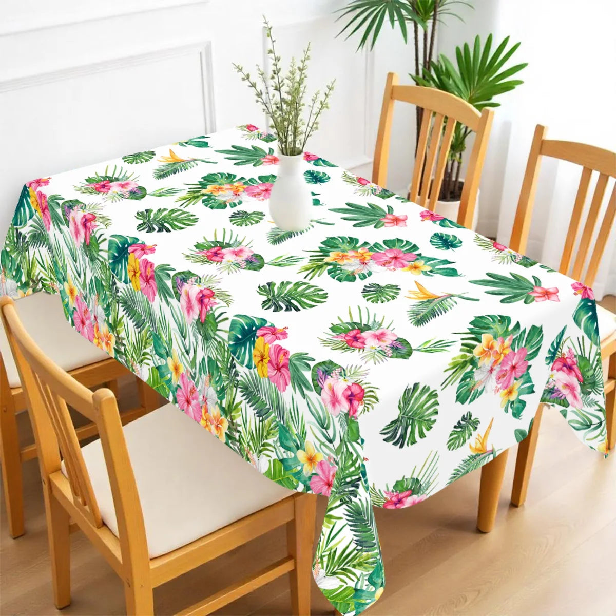 Hawaiian Flamingo Flower Table Cover for Summer Parties - Smarsty