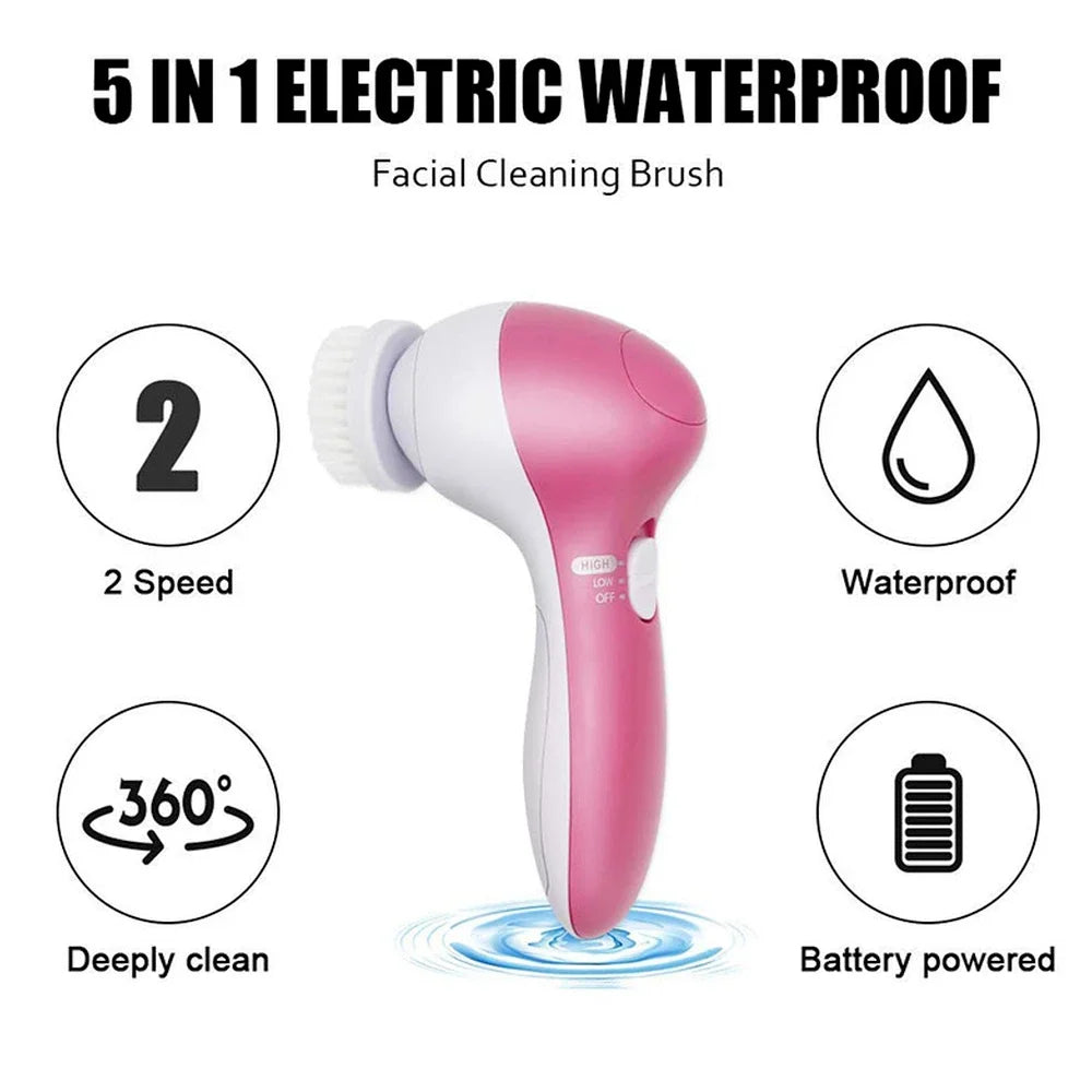 Electric 5 In 1 Facial Brush With Pore Cleaner - Smarsty