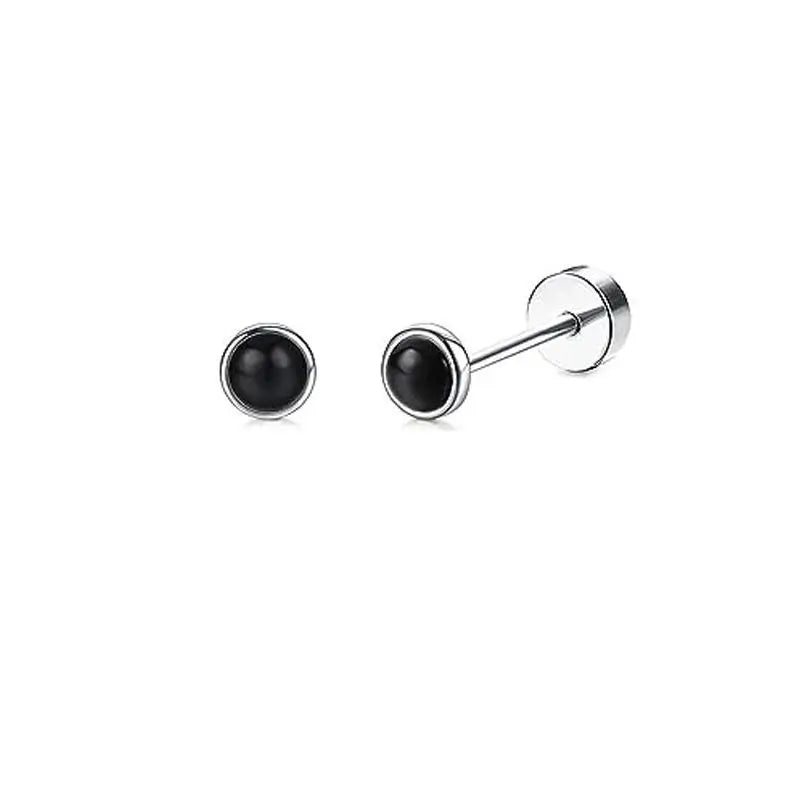 Stainless Steel Heart Moon Ear Studs Screw Back Cartilage - Smarsty