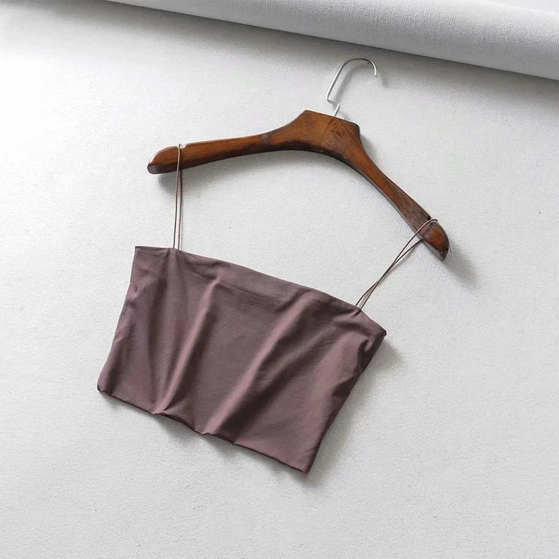 2024 Summer Women's Crop Top Sexy Elastic Cotton Camis sleeveless Short Tank Top Bar - Smarsty