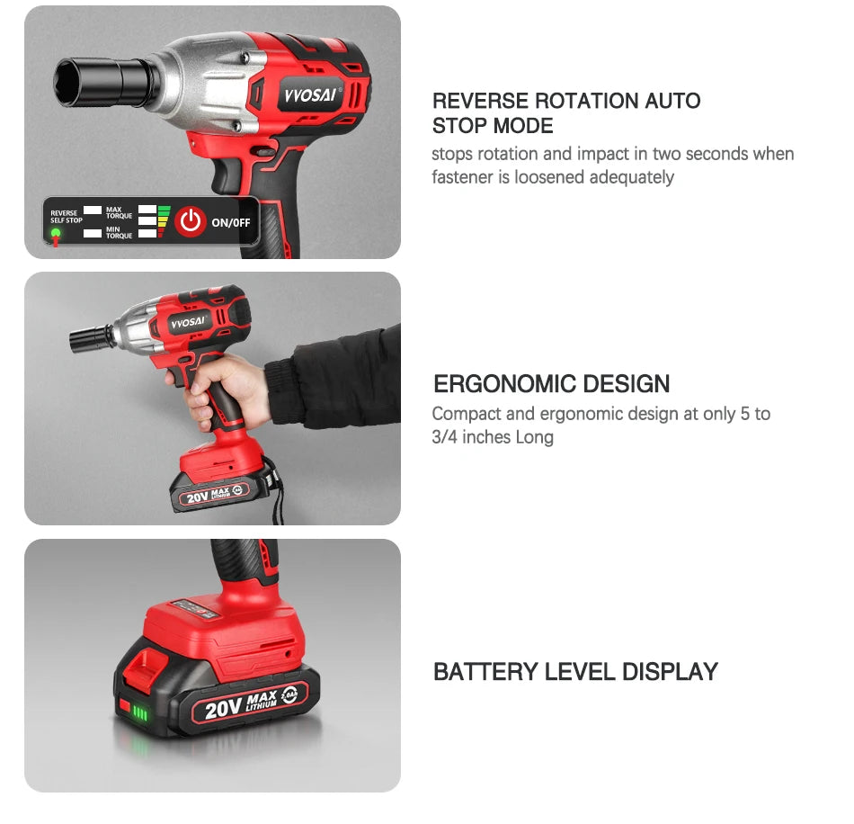 Cordless Electric Wrench 600N.m High Torque Power Tool - Smarsty