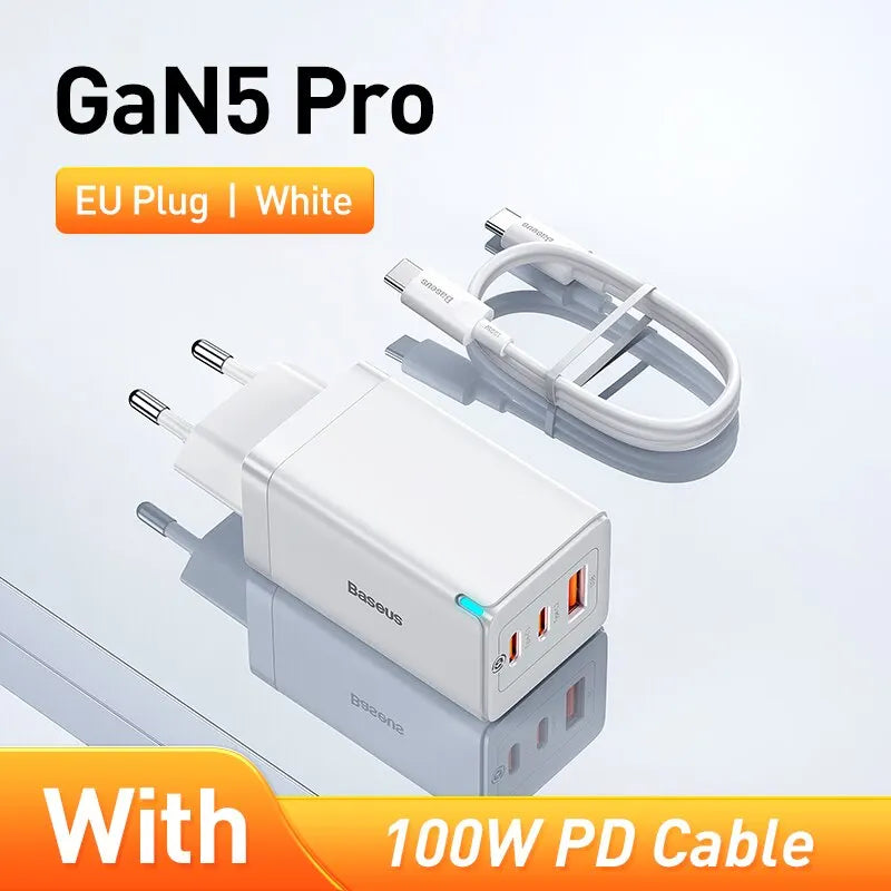 65W GaN USB C Charger Dual Ports Fast Charge Travel - Smarsty