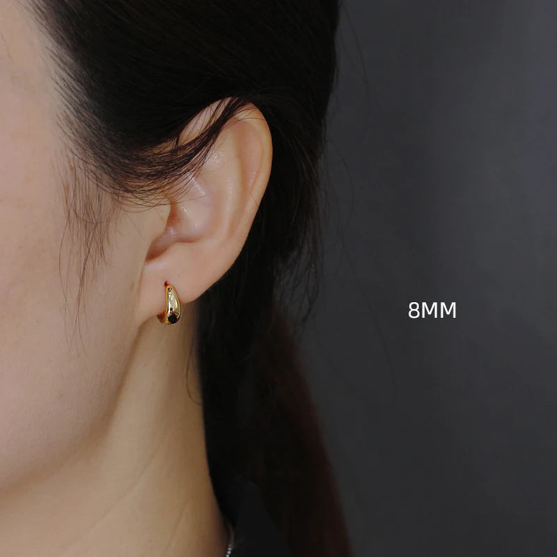 925 Sterling Silver Wide Gothic Huggies Hoop Earrings - Smarsty