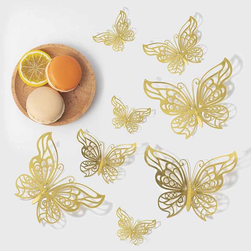 Gold 3D Butterfly Wall Decor Set for Parties - Smarsty