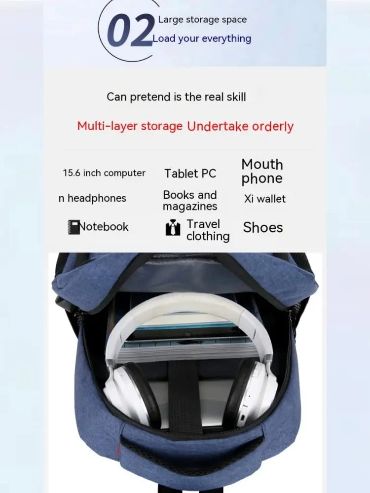 Mens BackPack LargeCapacity Simple Fashion Travel Female Student ComputerBag - Smarsty