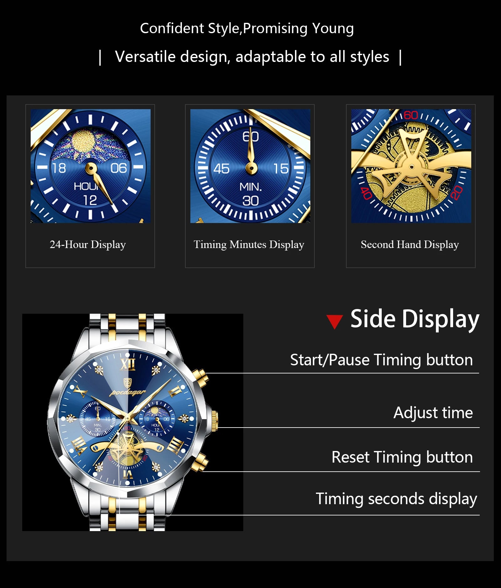 Luxury Waterproof Men's Chronograph Watch with Luminous Features - Smarsty