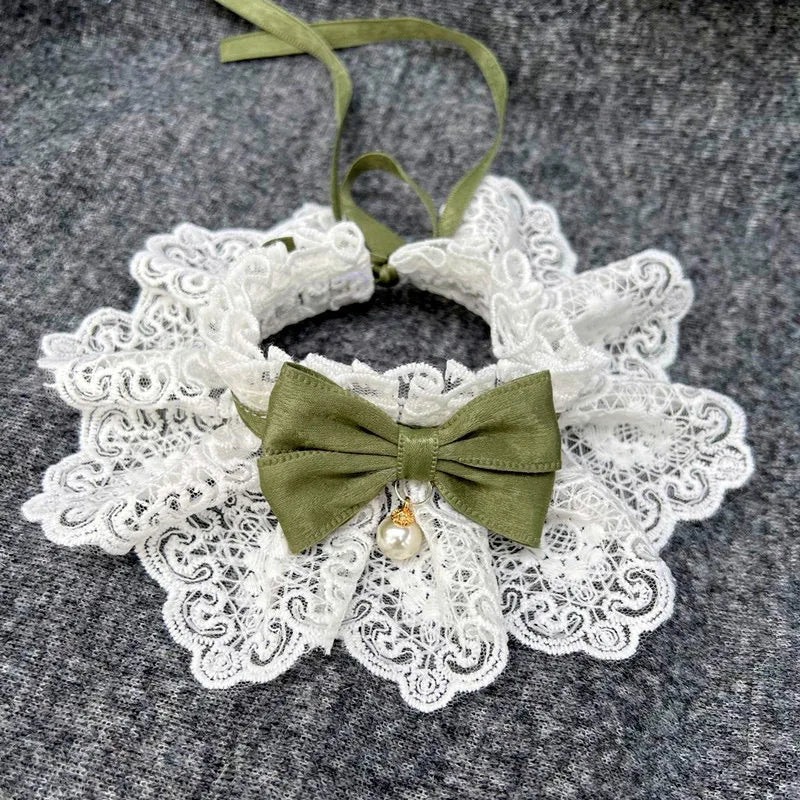 Cute Cat and Dog Tie Pet Drool Towel with Lace - Smarsty