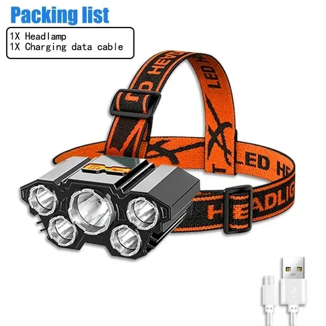 8LED Powerful Rechargeable Head Flashlight for Fishing Led Headlamp Camping Headlights Hunting Torch Hiking Front Lanterns by Smarsty