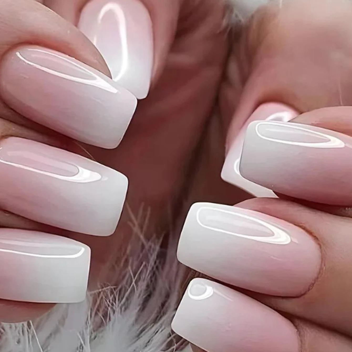 Water Drop Gradient Blush Press On Nails Set - Smarsty