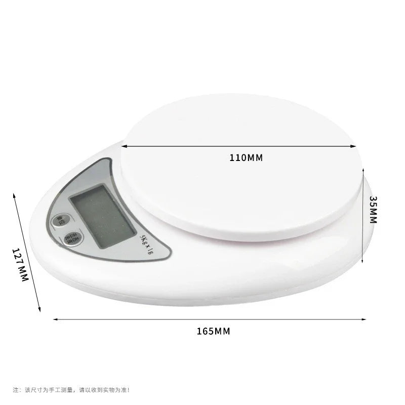 LED Portable Digital Kitchen Scale with Tray 5kg Capacity - Smarsty