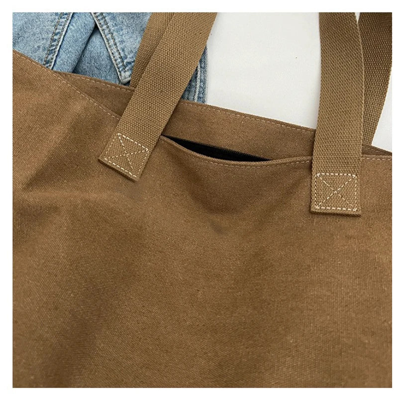 Womens Canvas Tote Bag Durable Spacious Zipper Closure - Smarsty