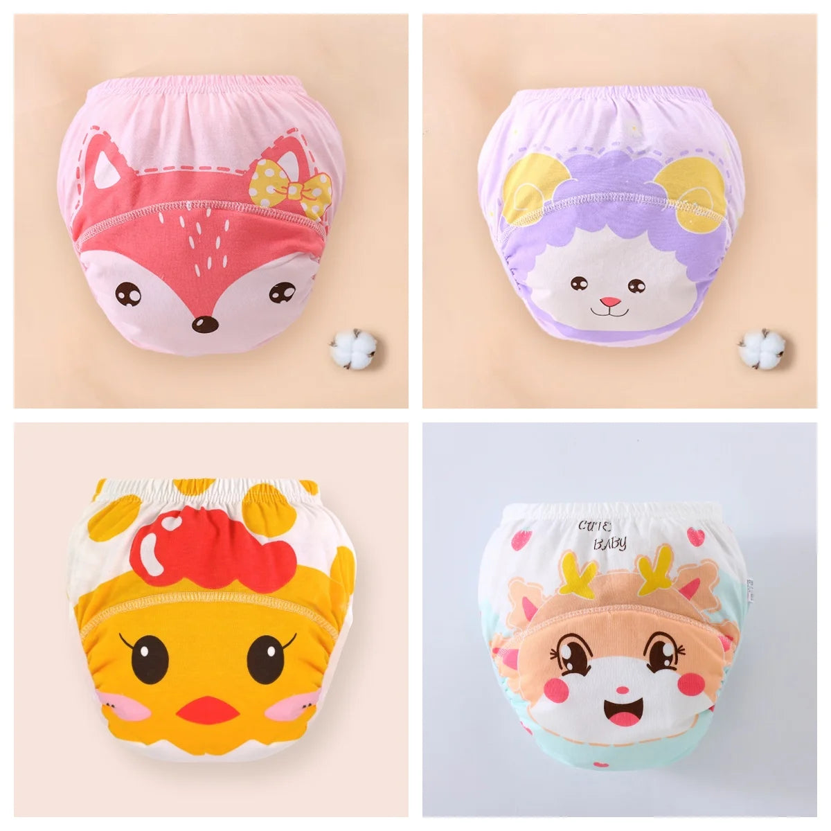 4PCS Baby Waterproof Diapers Pee Shorts Underwears Reusable Soft Ecological Cotton Toddler Potty Training Pants For Boys Girls by Smarsty