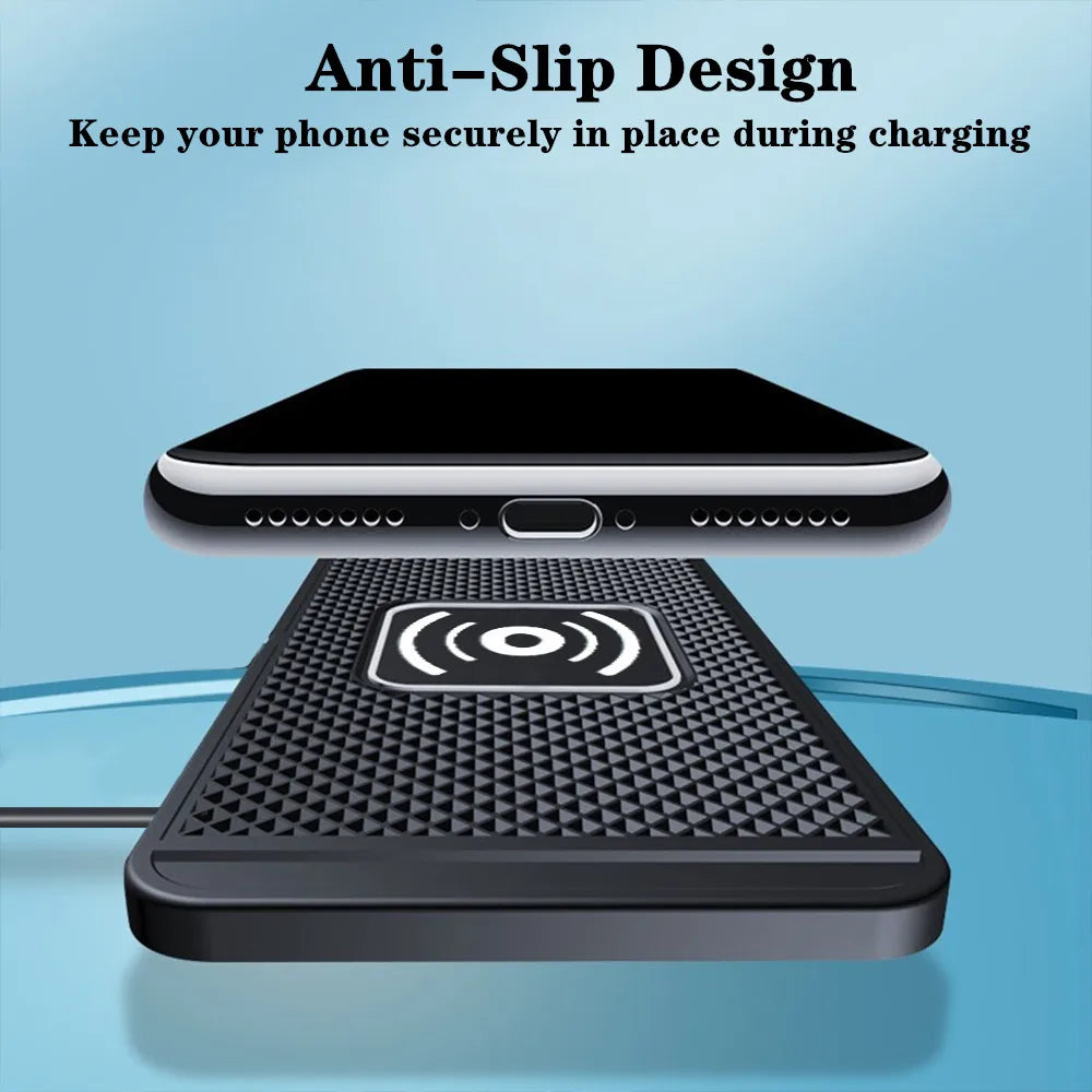 Car Wireless Charger With Silicone Pad Stand Fast Charging - Smarsty