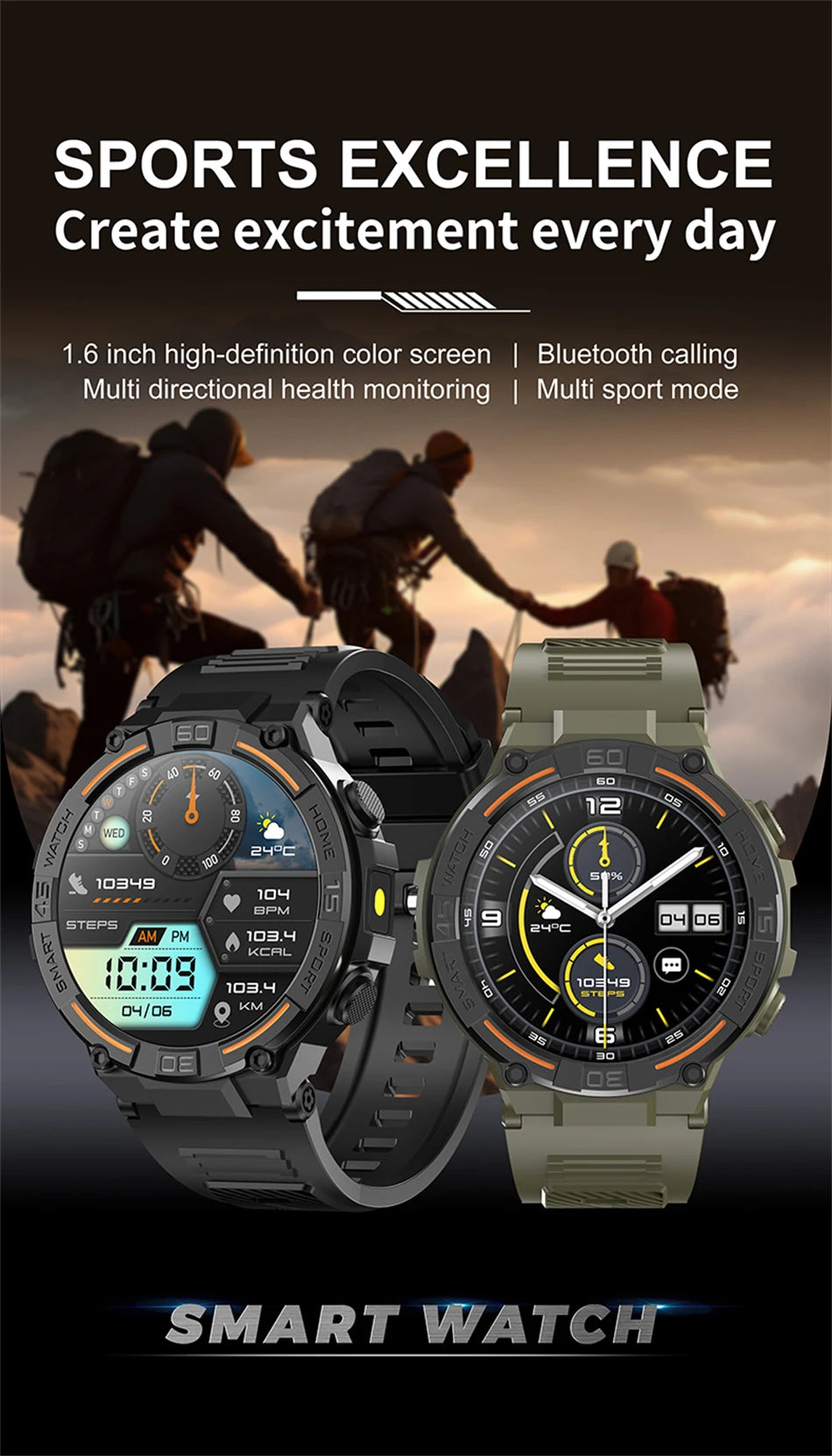 Military Smartwatch for Men with Health Monitoring Features - Smarsty