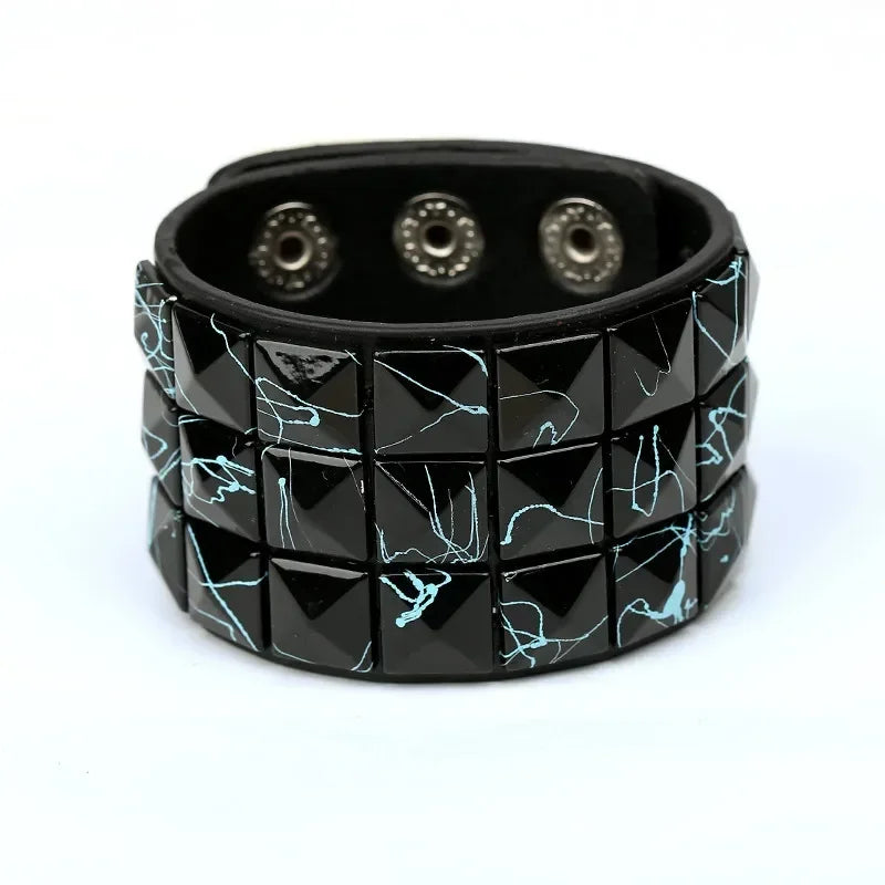 Unisex PU Leather Punk Bracelet with Spikes and Skull - Smarsty