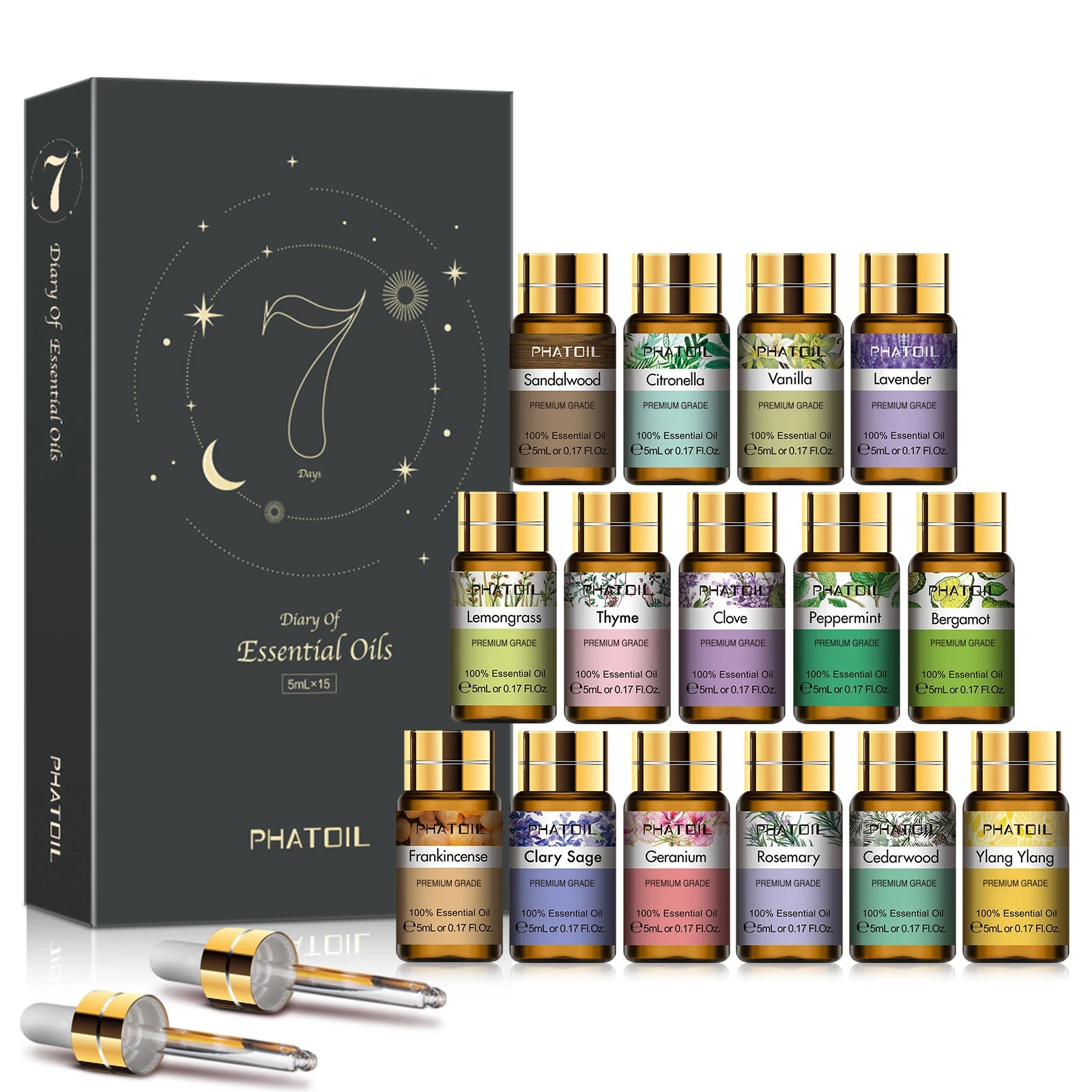 PHATOIL 15 Piece Essential Oils Set for Relaxation - Smarsty