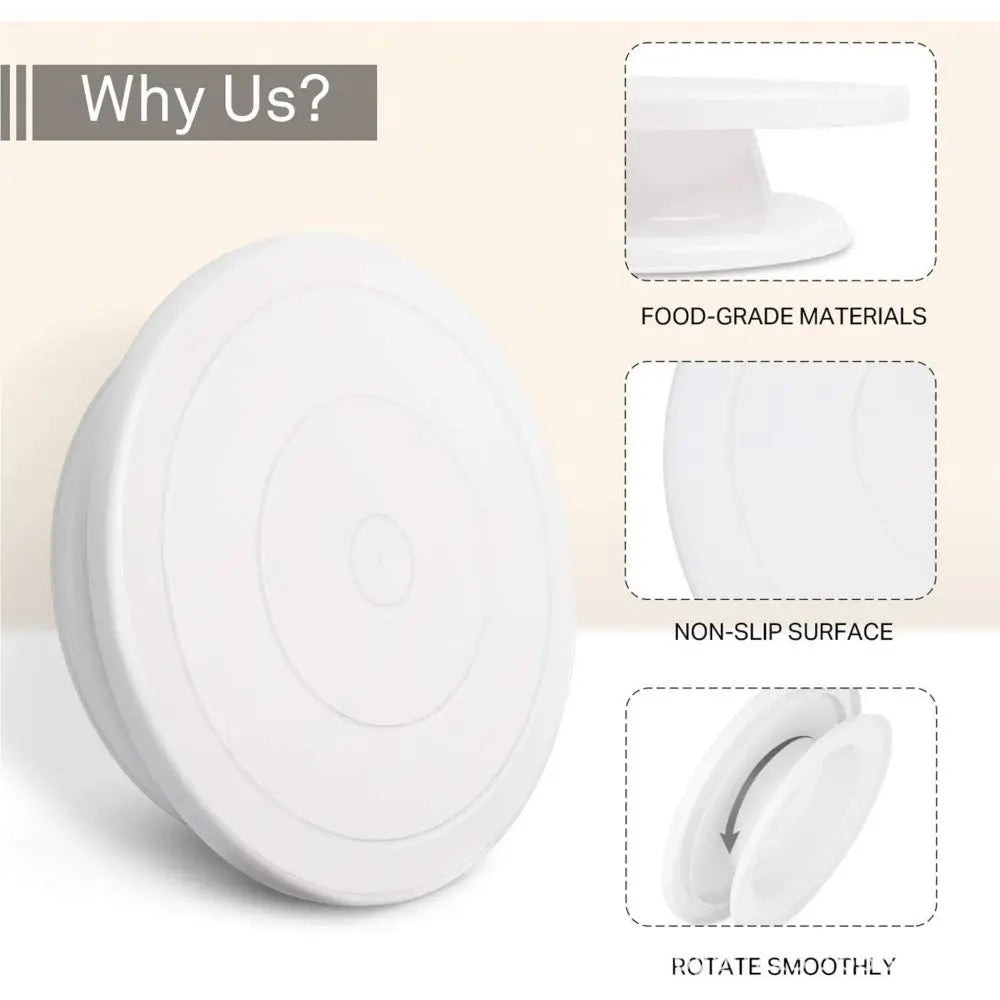 Non-Slip Plastic Cake Turntable for Easy Decorating - Smarsty
