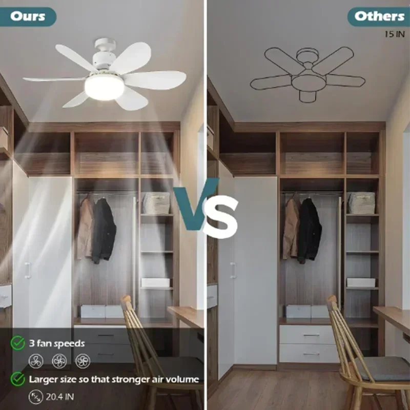 Ceiling fan light E27LED40W Strong wind 85-265V silent electric ceiling fan light remote control 85-265V living room kitchen