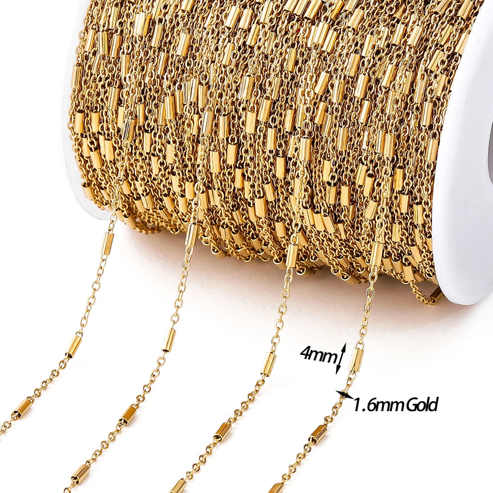 No Fade 2M Gold Stainless Steel Beaded Chain Durable - Smarsty