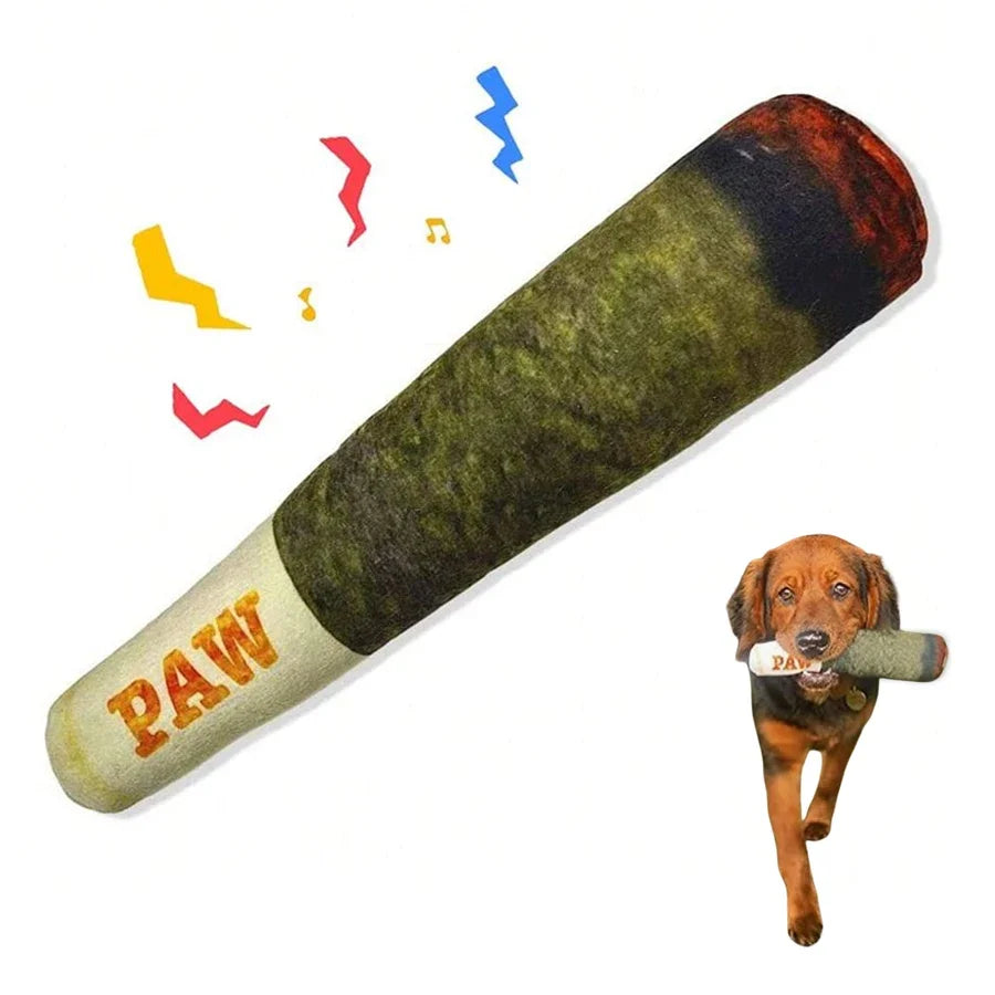 Funny Interactive Cigar Plush Squeaky Dog Toy - Smarsty