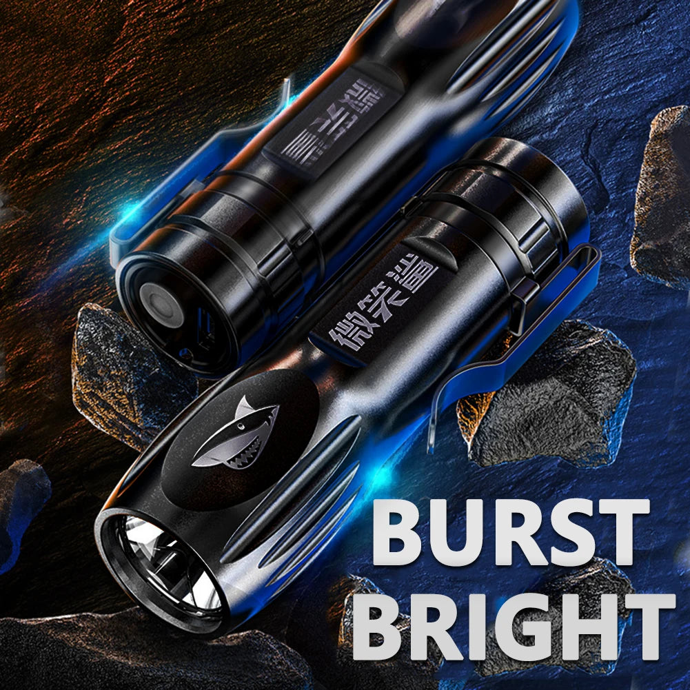 High Power Flashlight Built-in Battery Mini Super Bright Torch Rechargeable IPX6 Waterproof for Outdoor Camping Fishing