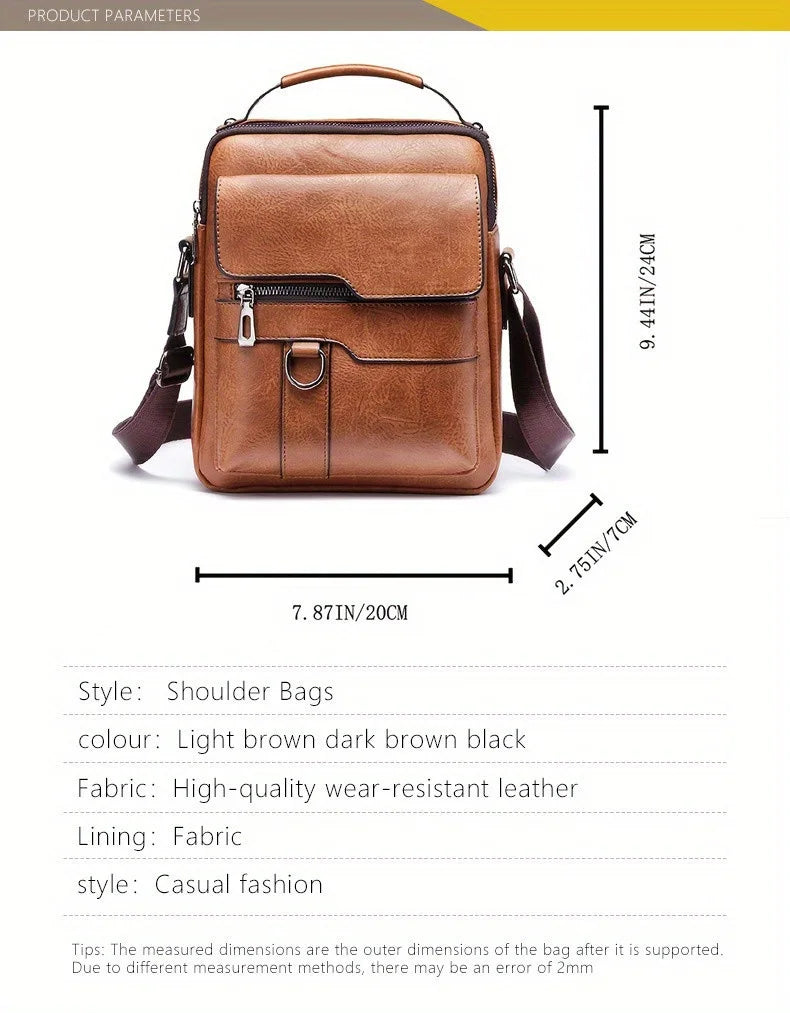 Men's PU Leather iPad Shoulder Bag Crossbody With Flap - Smarsty