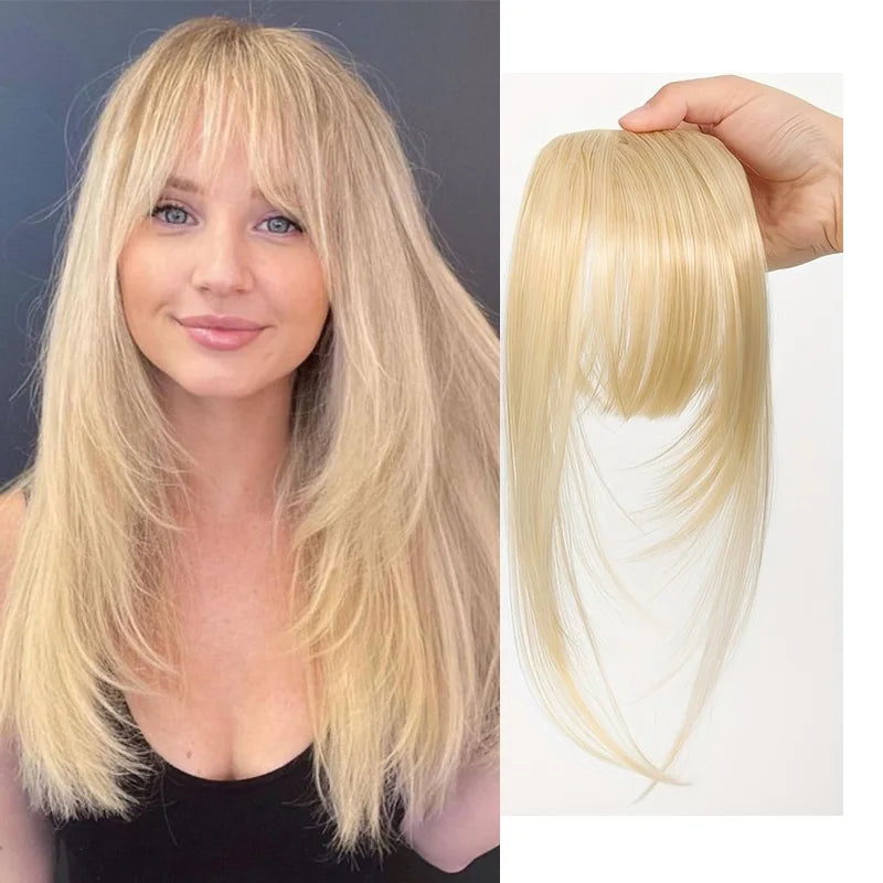 Synthetic Hair Clip-In Bangs Cut Wispy Fringe with Sideburns Dark Brown Natural Look for Women Daily Party Wear - Smarsty