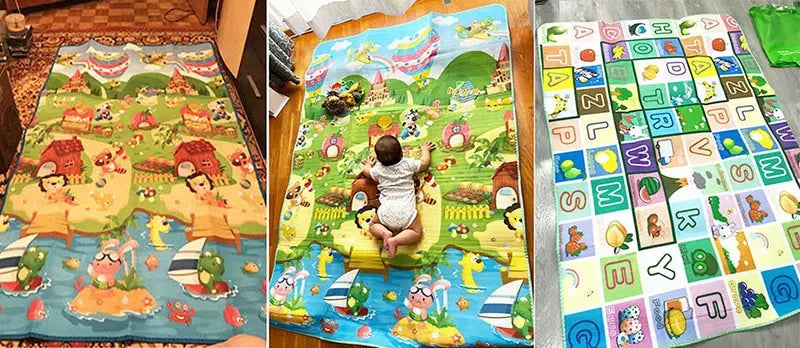 Baby Play Mat Doubel Sided Animals Kids Rug Educational Toys for Children Soft Floor Toddler Crawling Carpet Game Activity Gym by Smarsty