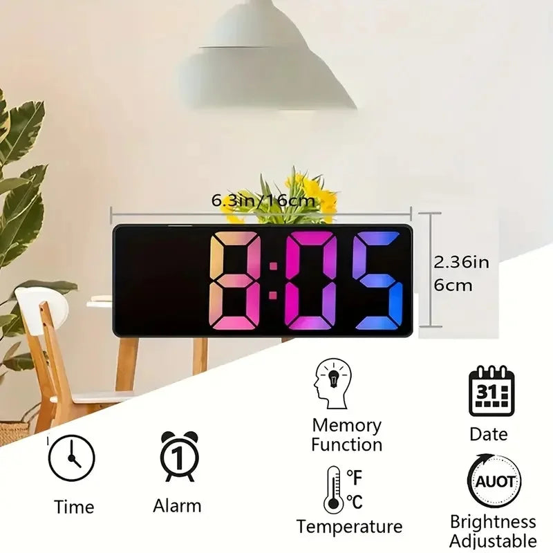 LED Digital Alarm Clock with Adjustable Brightness and Temperature Display - Smarsty