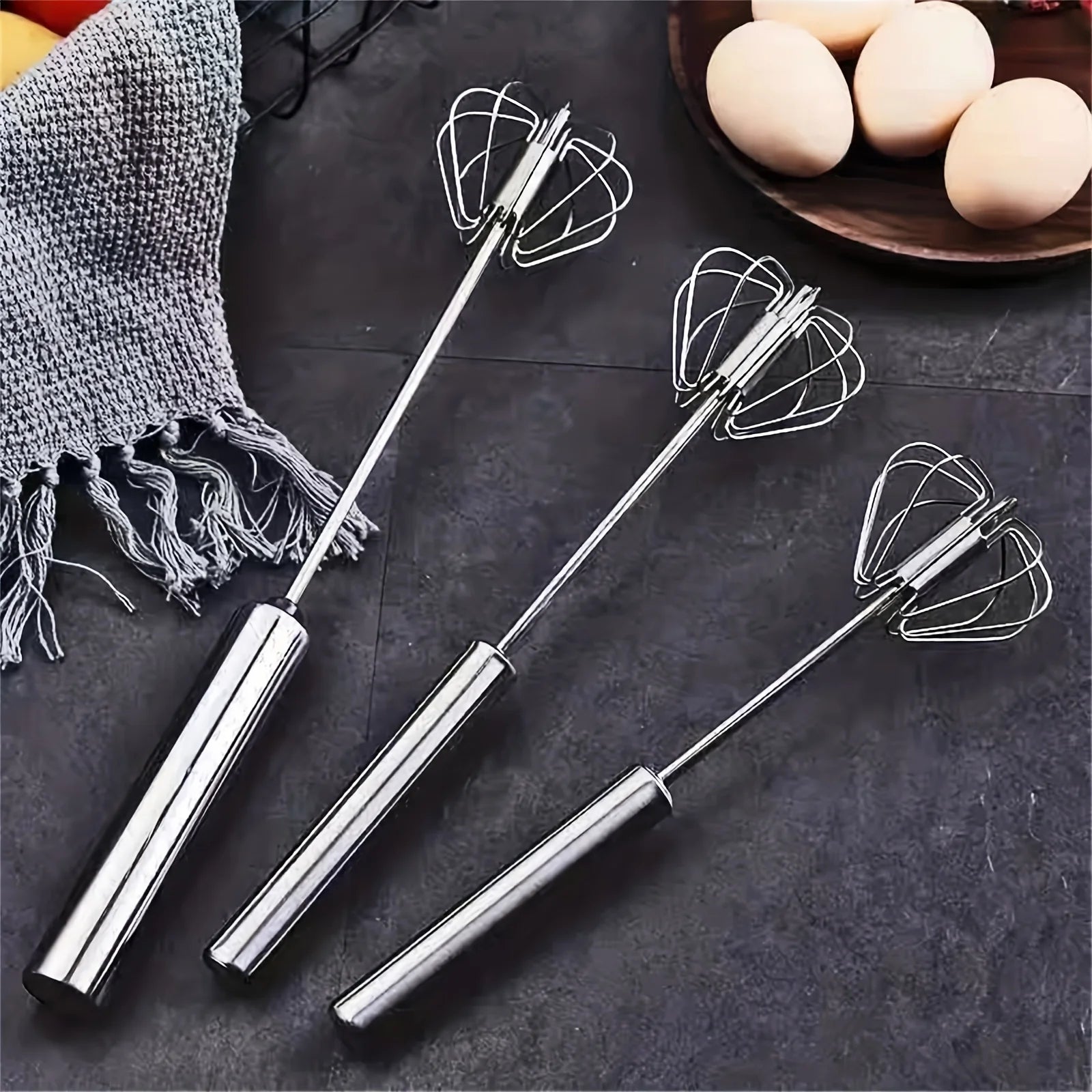 Stainless Steel Egg Beater Durable Semi-Automatic Mixer for Effortless Egg Cream Mixing Stirring and Beating for Kitchen Baking - Smarsty